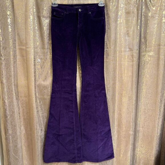 Rachel Zoe Royal Purple Corduroy Super Flare Jeans Size 24 NWT - Picture 1 of 10